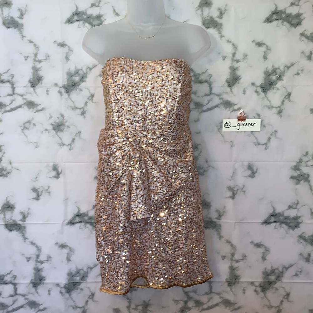 M Gold Sequin Bow Prom / Formal Dress Arden B